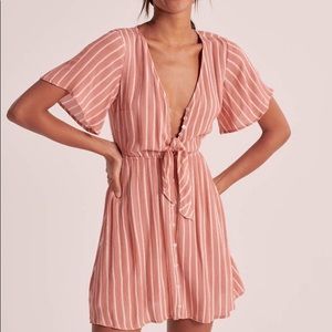 Coral button up tie front dress